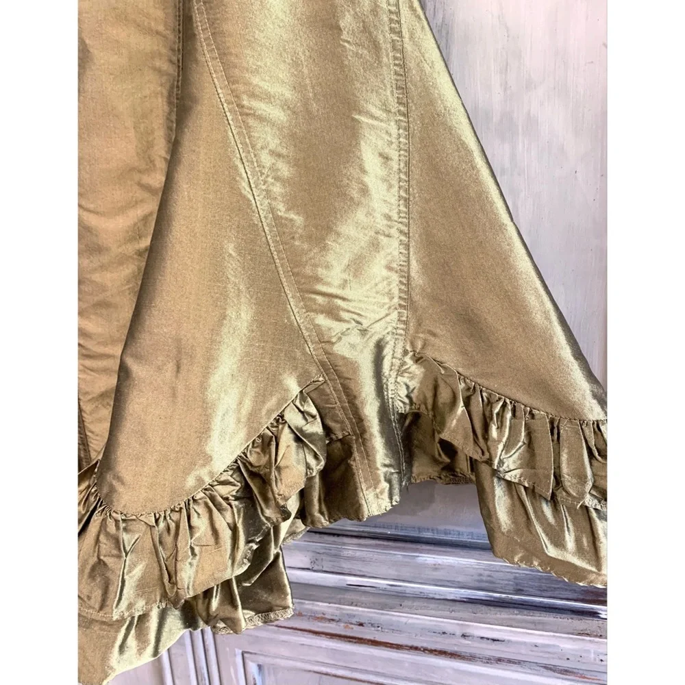 Areli Ballin's Gold Silk Taffeta Skirt Sz 2 - Picture 5 of 11
